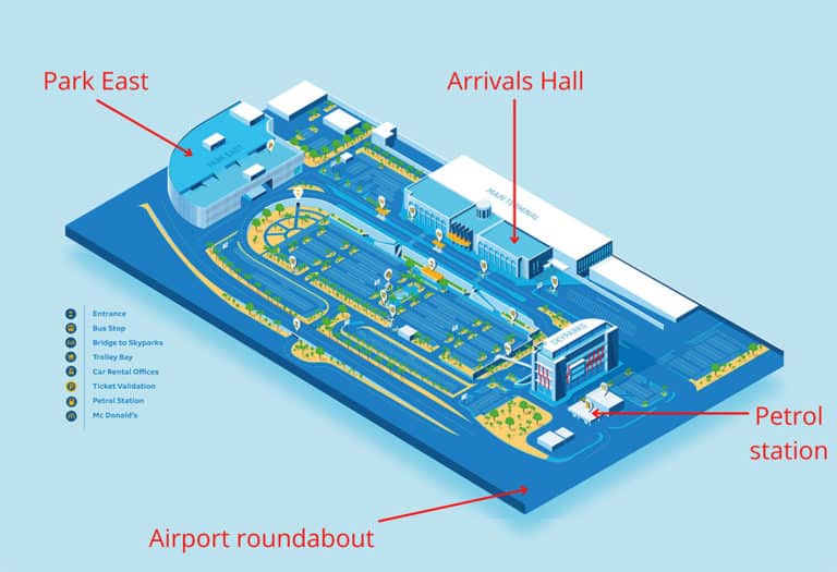 Map of the car park location for your car hire at Malta airport.