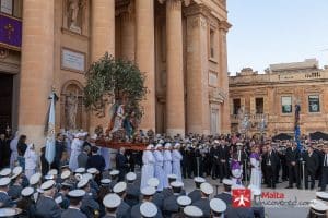 The start to the Good Friday procession in Mosta, Malta.