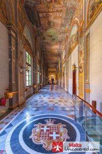 Painted ceilings, intricate marble floors and plenty to admire in the Grandmaster's Palace State Rooms halls in Valletta.