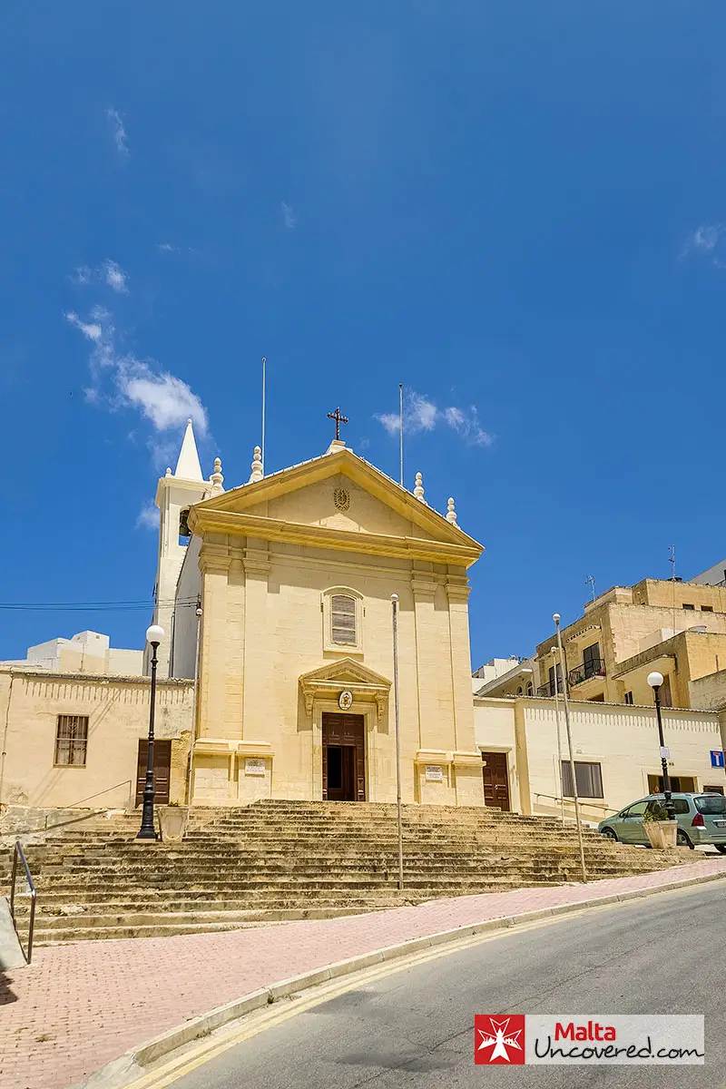 St Paul's Church in the heart of Marsalforn Bay, Gozo