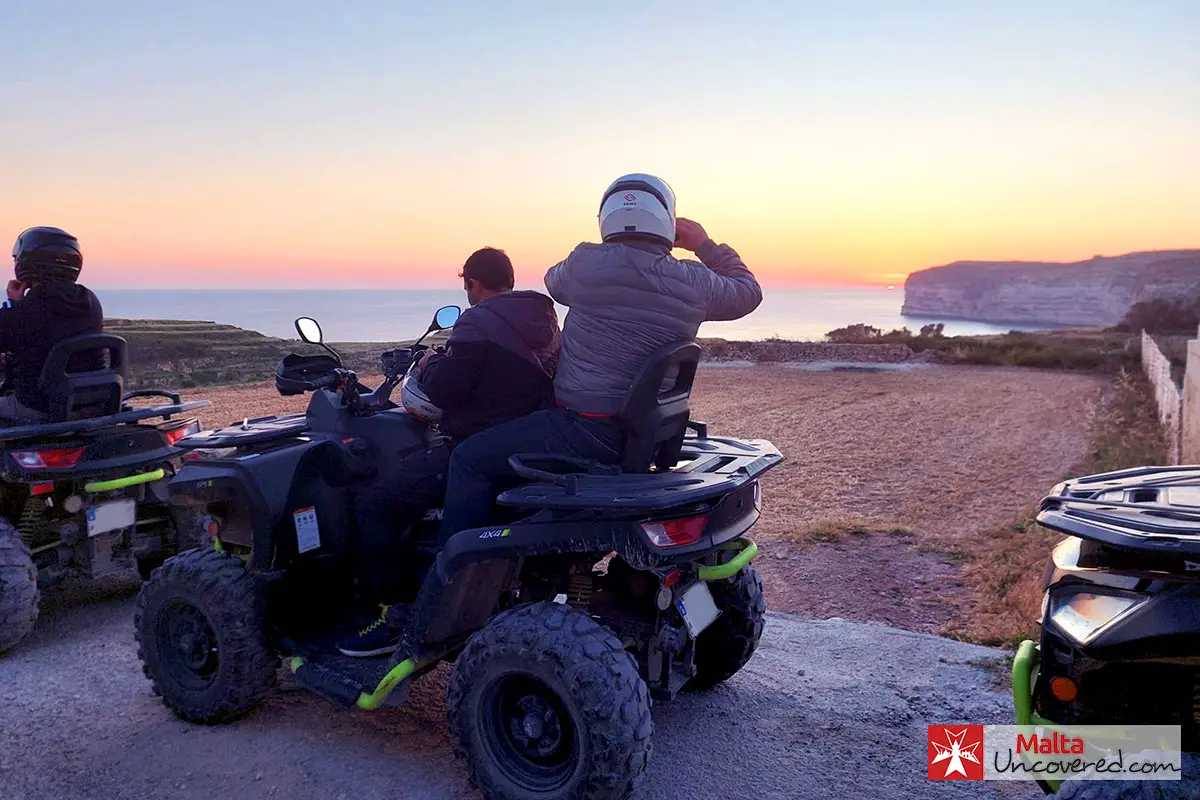 Taking in the beauty of a sunset quad bike tour in Gozo.