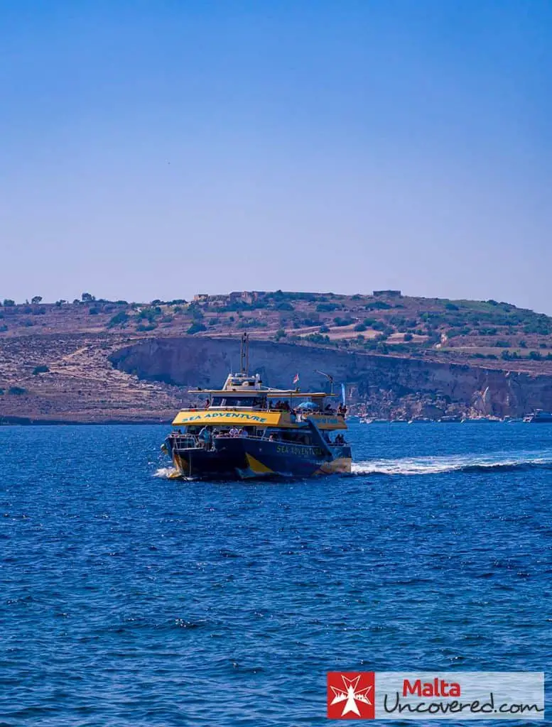 The catamaran with slide of Sea Adventure Excursions.