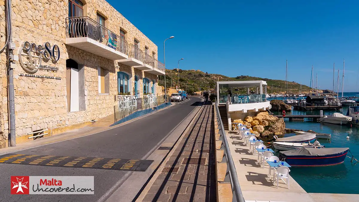 A seaside restaurant at Mgarr Harbour, Gozo.